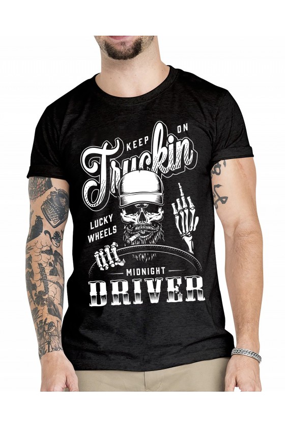 Trucker T-shirt illustration | Keep on Truking lucky wheels midnight Driver
